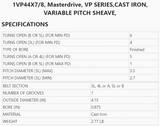 1VP44X7/8, Masterdrive, VP SERIES,CAST IRON, VARIABLE PITCH SHEAVE,