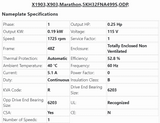 X1903, X903, Marathon, 1/2Hp, 1725 Rpm, 115V, Frame:48Z, 5KH32FNA499S, ODP