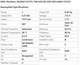 X004, Marathon, 1/2Hp, 1075/3Spd, 115V, Fr:48, 048A11O1755, FML1056, X033, 048A11O1674