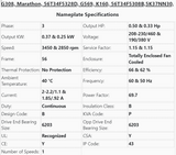 G308, Marathon, 1/2Hp, 3450 Rpm, 208-230/460V, Fr:56, 56T34F5328D,TEFC,