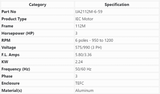 IJA2112M-6-59, Max Motion, 3Hp, 1200 Rpm, 575/990Volts, Fr:112M, TEFC,