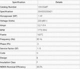 VEM3546T, 35A003G004G1, Baldor, 1Hp, 1770 Rpm, 230/460Volts, Fr:143TC,