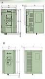 M-VFD004M11A, (M Series) 1/2Hp 0.373kW (CT 2.5A) / 3/4Hp 0.559kW (VT 3A), 2.5/3A, 1 Ø 115VAC,0-400.00Hz (o/p), (V/Hz, SVC), IP20, Frame A2